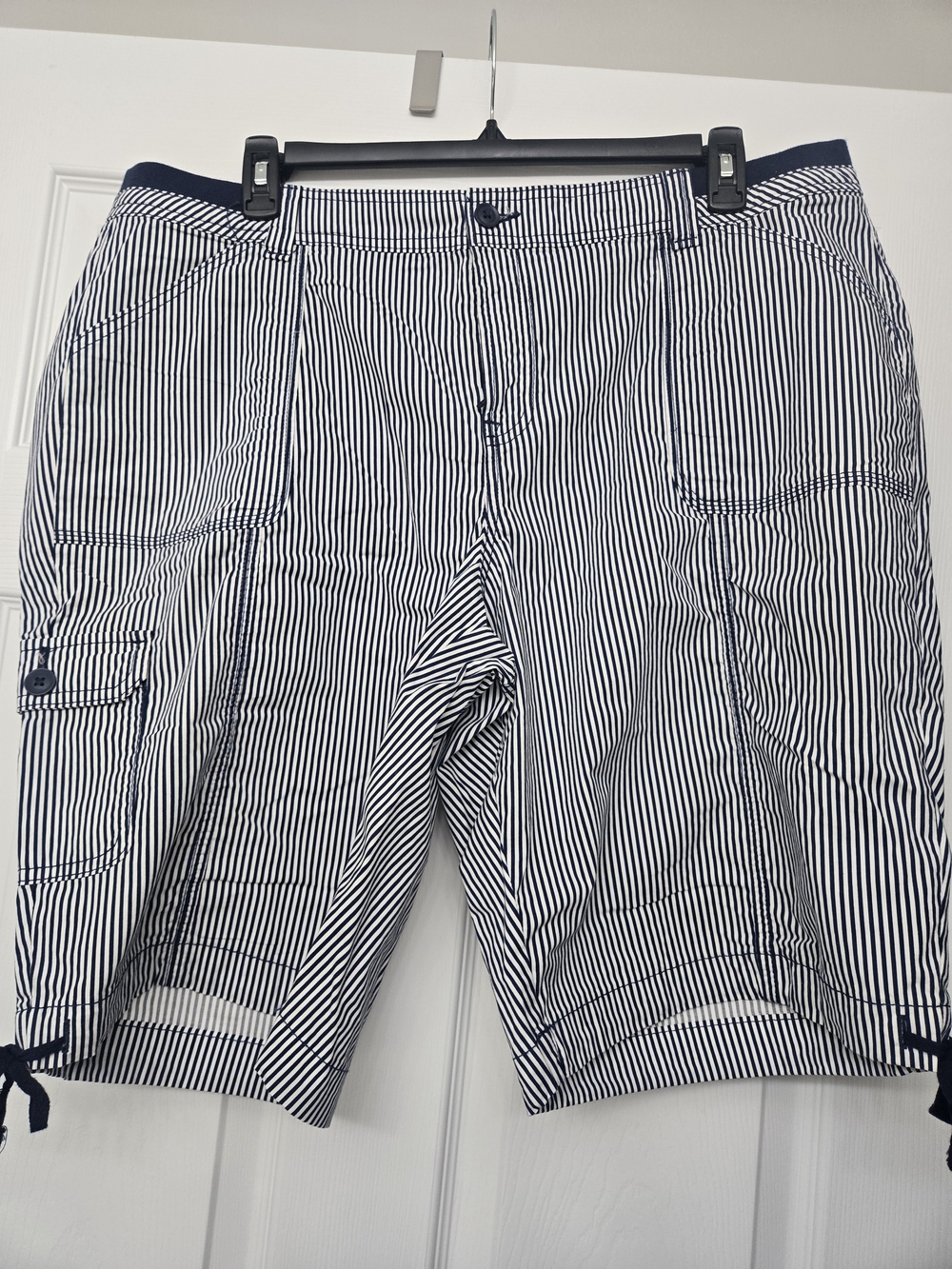 St. John's Bay 11.5" Striped Navy and White Cargo Shorts